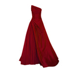 Load image into Gallery viewer, One shoulder draped tafeta gown with slit
