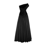 Load image into Gallery viewer, Hand pleated, one shoulder draped top Tafeta gown
