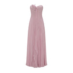 Load image into Gallery viewer, STRAPLESS CHIFFON GEORGETTE DRESS WITH EMBROIDERED PETALS ON BUST

