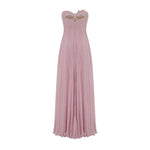 Load image into Gallery viewer, STRAPLESS CHIFFON GEORGETTE DRESS WITH EMBROIDERED PETALS ON BUST
