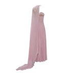Load image into Gallery viewer, STRAPLESS CHIFFON GEORGETTE DRESS WITH EMBROIDERED PETALS ON BUST
