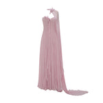 Load image into Gallery viewer, STRAPLESS CHIFFON GEORGETTE DRESS WITH EMBROIDERED PETALS ON BUST
