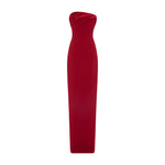 Load image into Gallery viewer, STRAPLESS ASYMMETRCAL CREPE GOWN WITH EMBROIDERED PETALS
