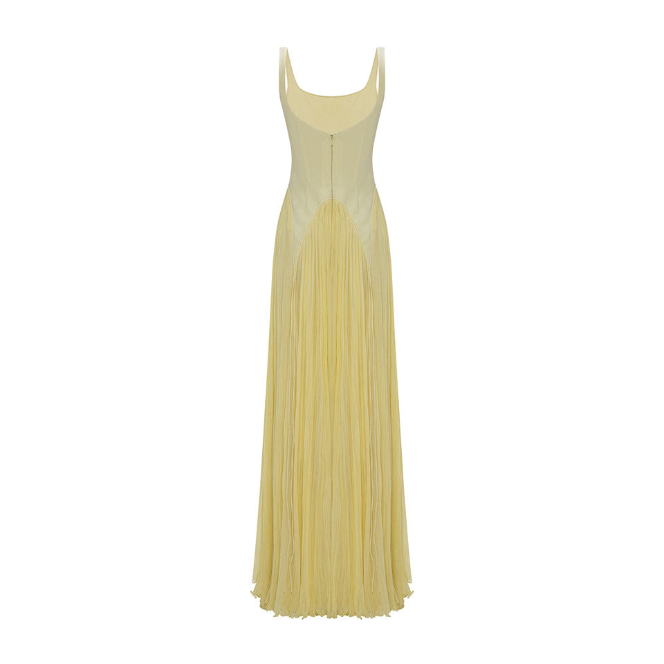 CREPE HAND PLEATED CHIFFON GEORGETTE A-LINE DRESS