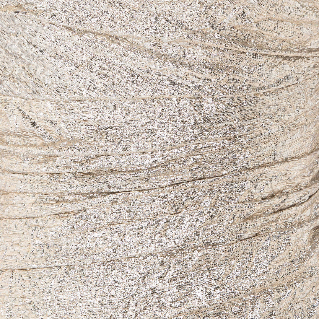 Asymmetrical Metallic Brocade Dress