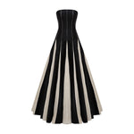 Load image into Gallery viewer, STRAPLESS A-LINE TAFFETA DRESS WITH PIPING PLEATED DETAIL
