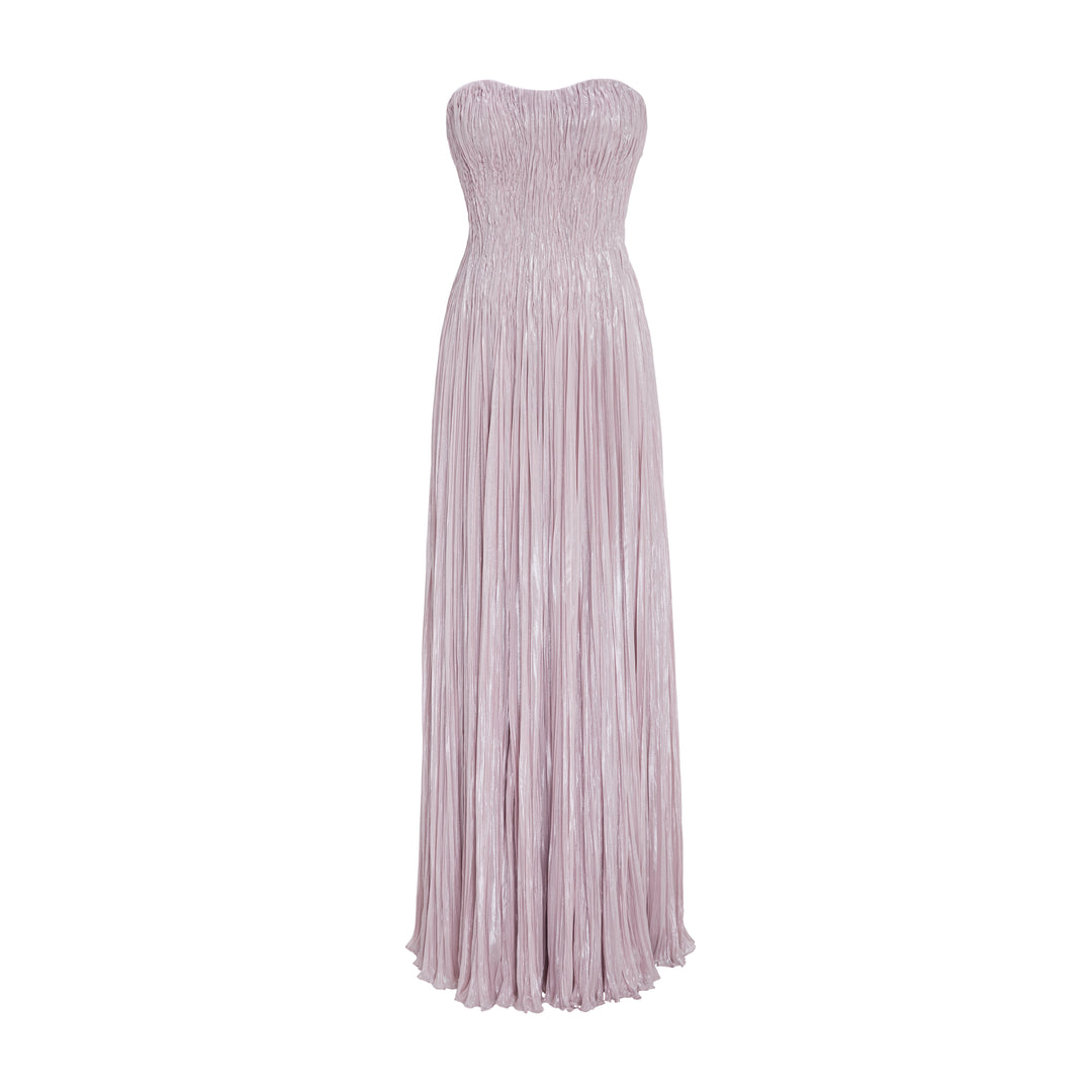 Pleated Foil Fabric Silk Gown Army_Green / 34