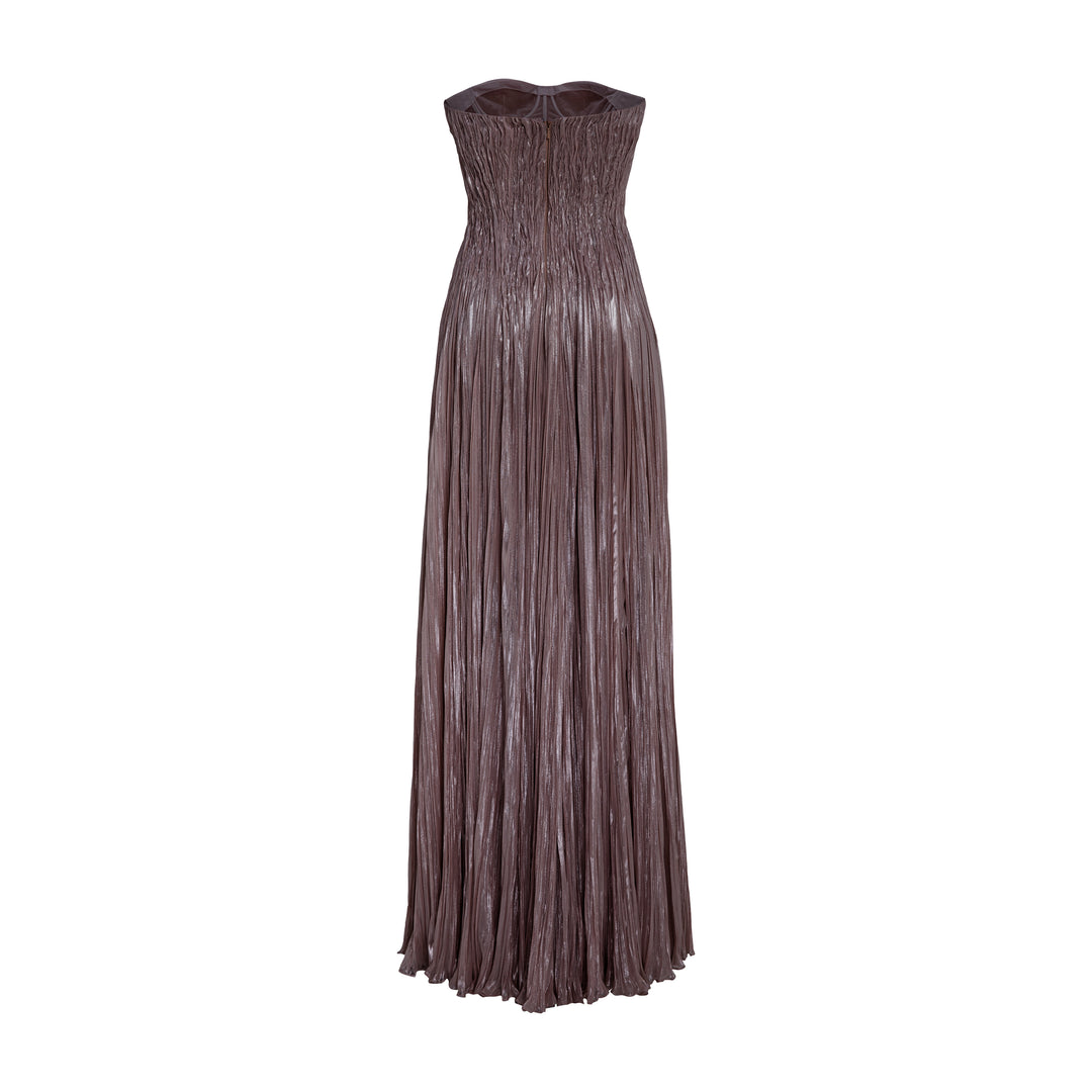 silk dress grey Pleated Foil Fabric Silk Gown Army_Green / 34
