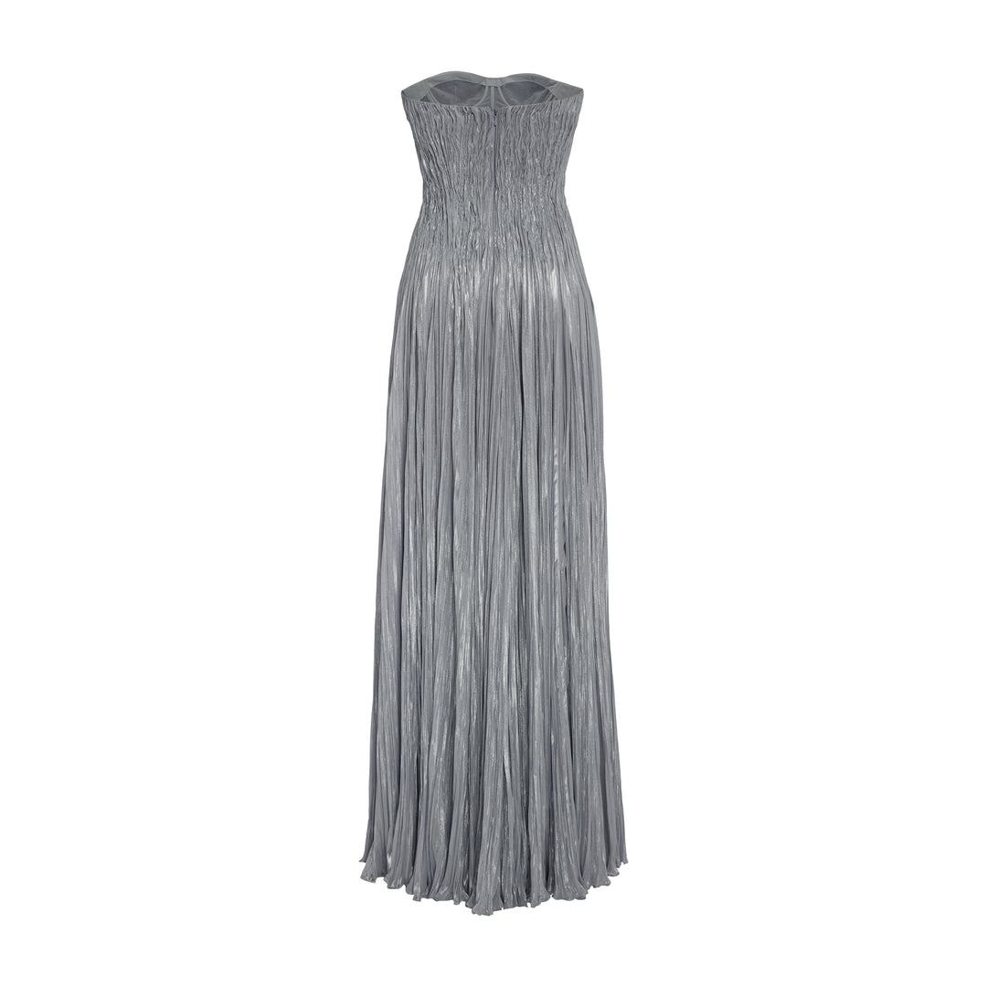 Pleated Foil Fabric Silk Gown – MARMAR HALIM