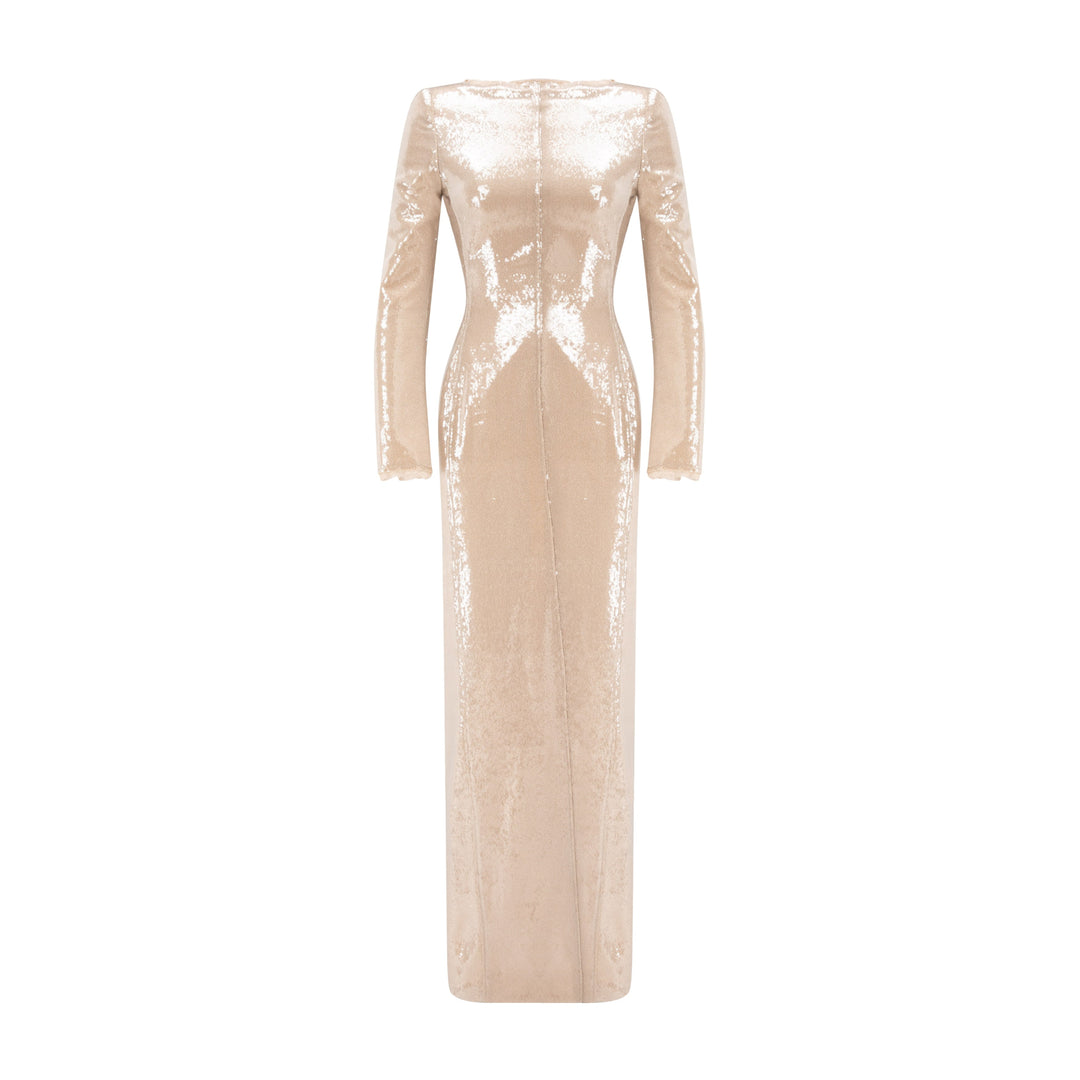 High Neck Sequins Dress