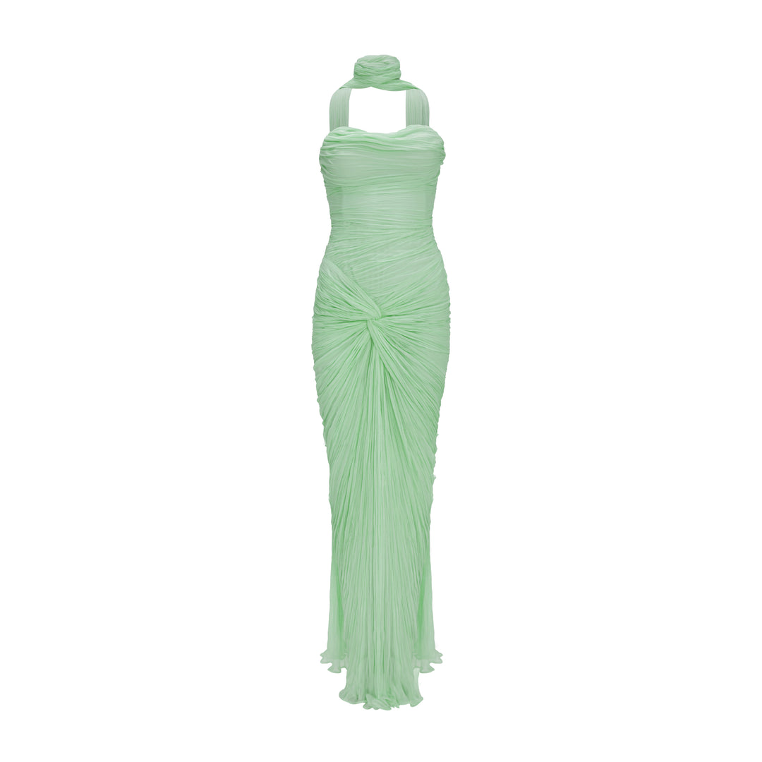 Ruched-Sash Silk Gown Green / 42 Ruched-Sash Silk Gown Green / 42