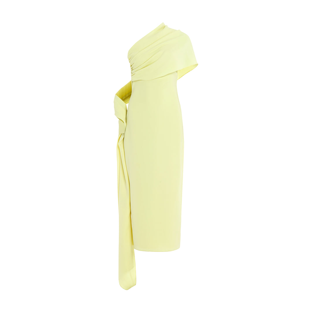 One shoulder Crepe gown with cape – MARMAR HALIM