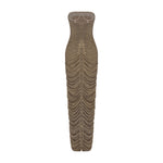 Load image into Gallery viewer, STRAPLESS SILK HAND PLEATED DRESS WITH HAND PLEATED CAPE
