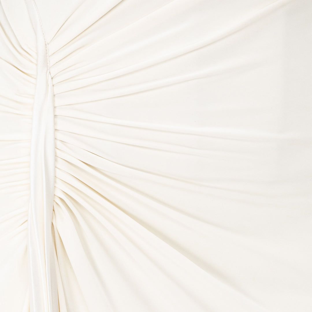 Strapless Crepe With Satin Detail Dress With Scarf