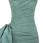 Load image into Gallery viewer, STRAPLESS PLEATED TAFFETA DRESS WITH DRAPED OVER SKIRT
