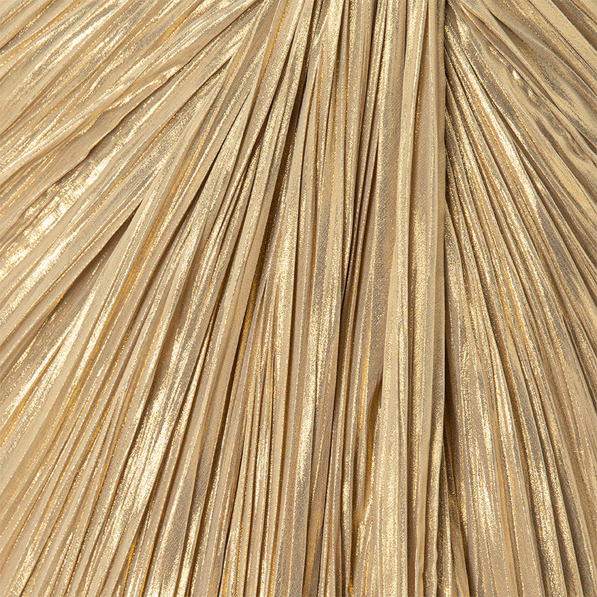 Strapless Pleated Silk Dress With Slit And Detachable Cape