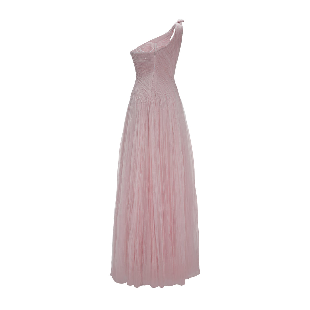 Single-Shoulder Silk Tulle Gown – MARMAR HALIM