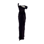 Load image into Gallery viewer, Off shoulder draped Georgette Chiffon dress
