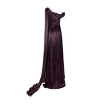 Load image into Gallery viewer, Hand pleated draped Satin-like gown with one shoulder cape
