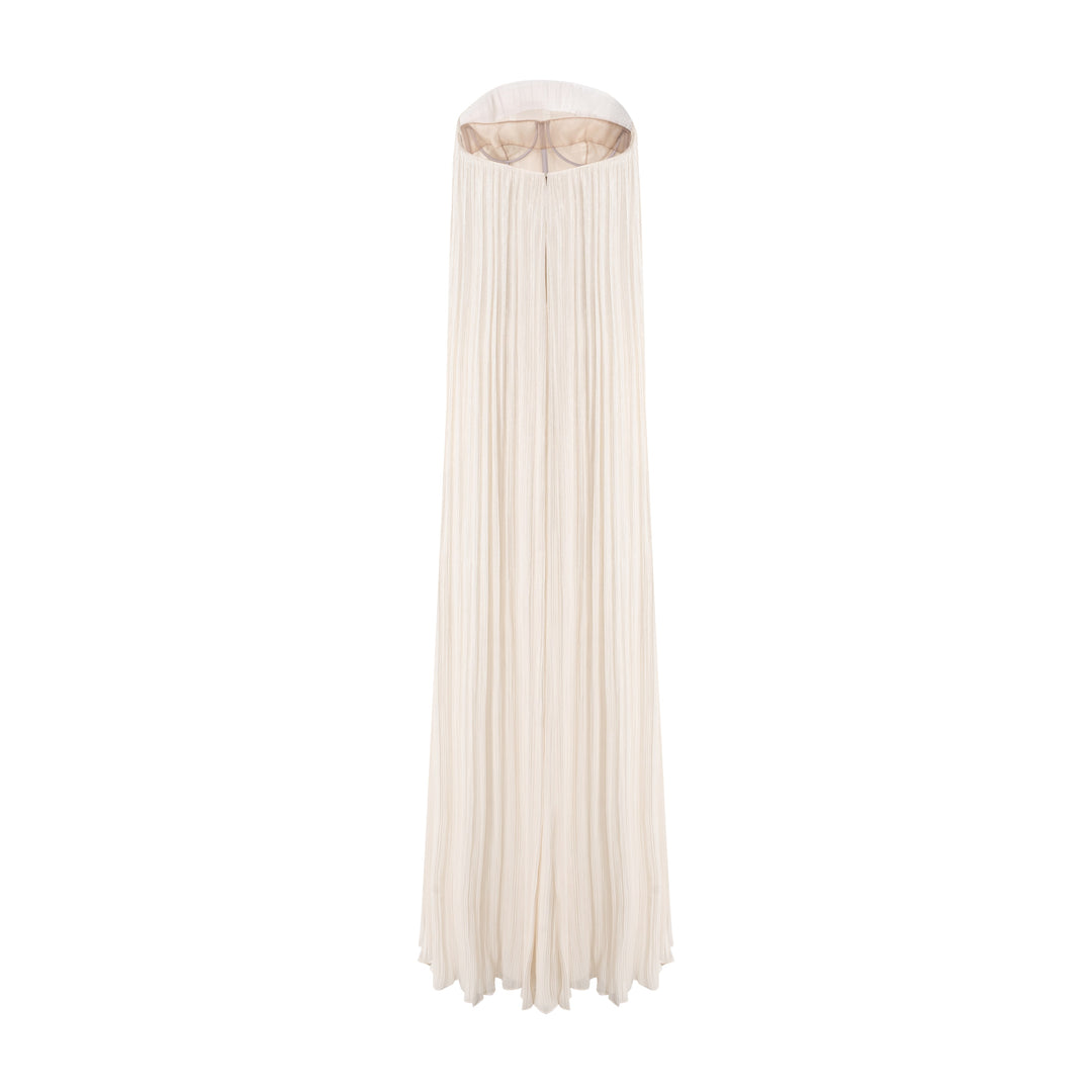 Strapless Hand Pleated Silk Dress