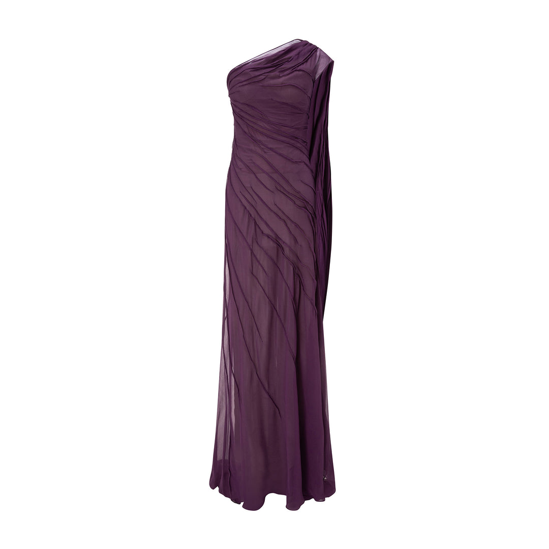 one shoulder georgette dress Georgette draped maxi dress in Black XS / Black