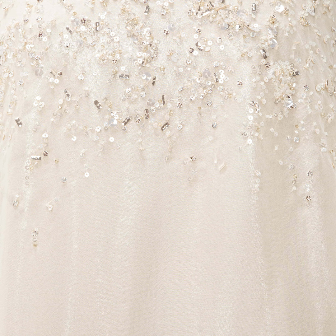 Strapless Silk Chiffon Dress With Embroidery