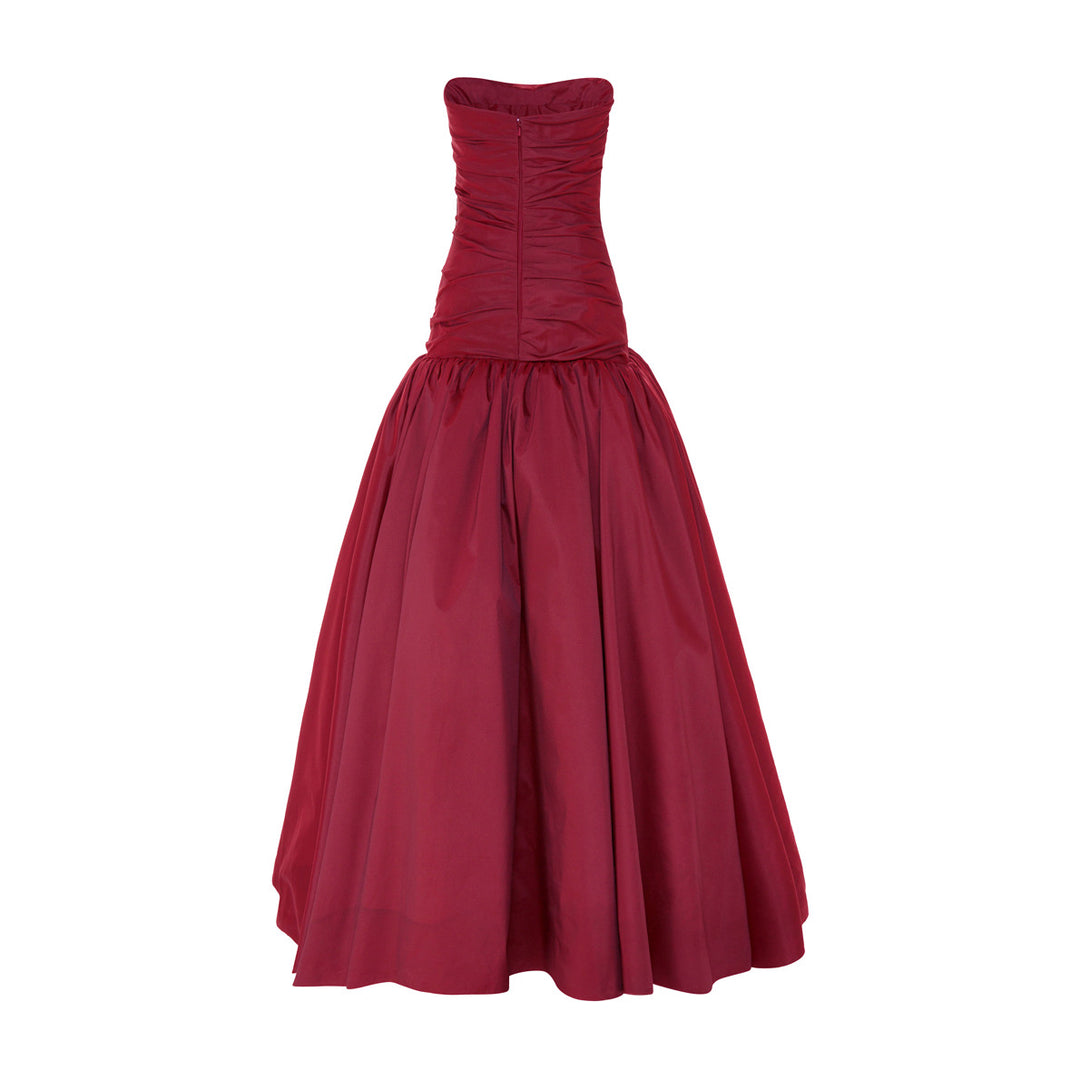 DRAPED TAFFETA WITH BALL SKIRT GOWN