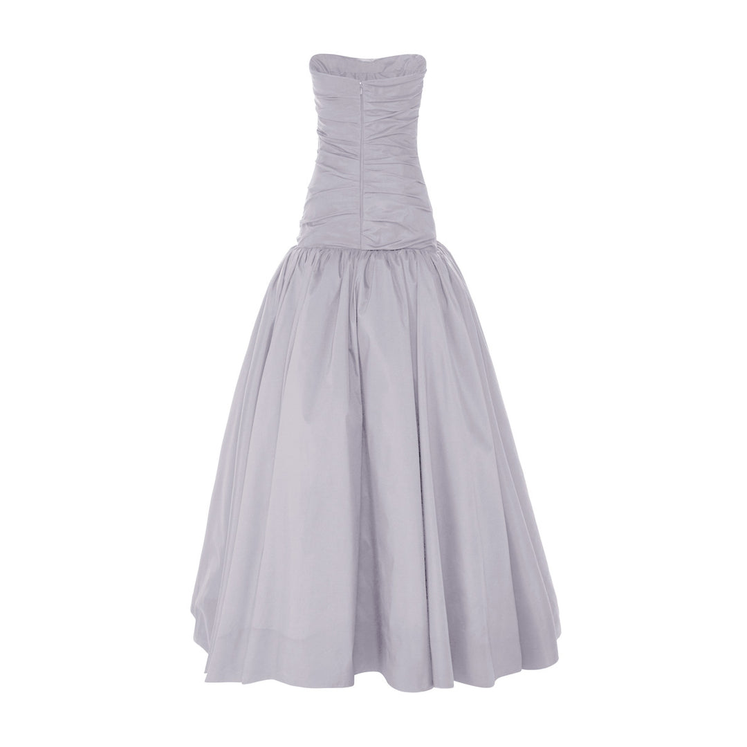 DRAPED TAFFETA WITH BALL SKIRT GOWN