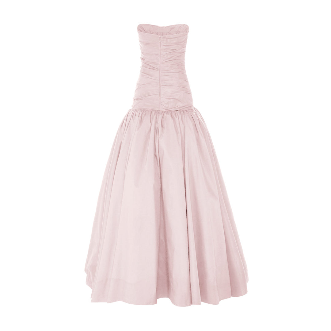 DRAPED TAFFETA WITH BALL SKIRT GOWN