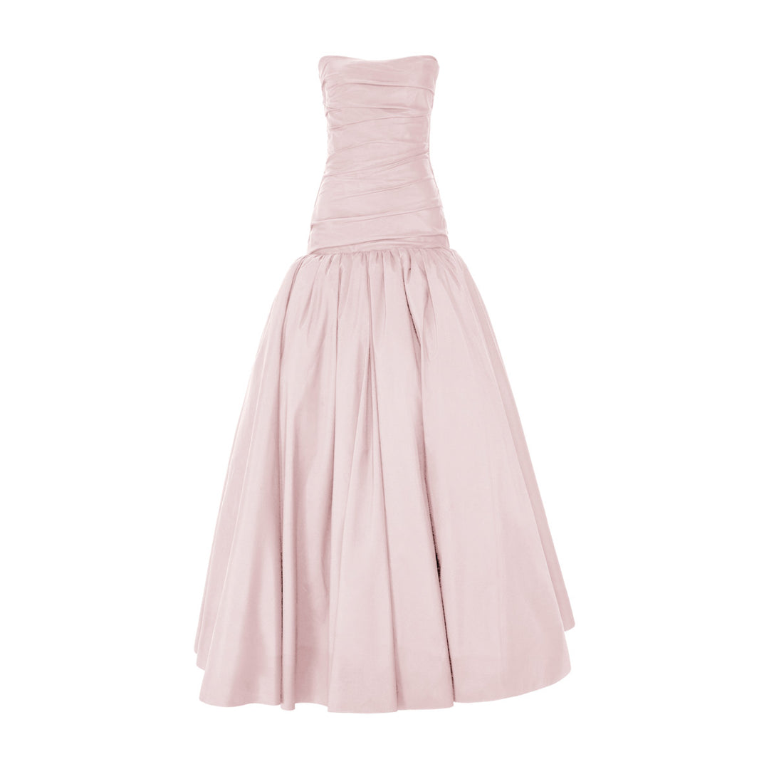 DRAPED TAFFETA WITH BALL SKIRT GOWN