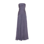 Load image into Gallery viewer, ALINA - STRAPLESS PLEATED CHIFFON GOWN WITH CAPE
