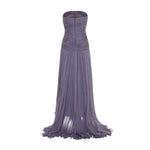 Load image into Gallery viewer, ALINA - STRAPLESS PLEATED CHIFFON GOWN WITH CAPE
