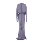 Load image into Gallery viewer, CAMILA - DRAPED SATIN GOWN WITH STRUCTURED COLLAR
