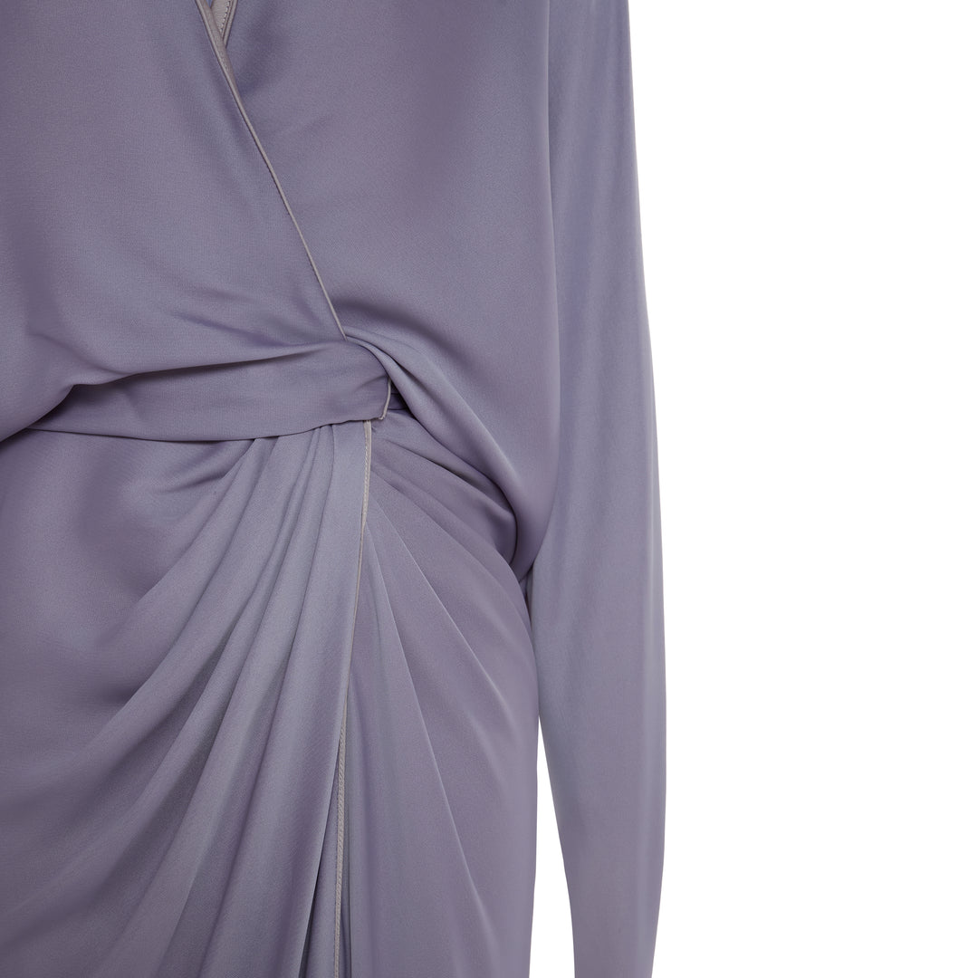 CAMILA - DRAPED SATIN GOWN WITH STRUCTURED COLLAR