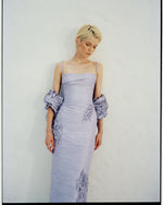Load image into Gallery viewer, MARISOL - STRAPPY PLEATED TAFFETA GOWN WITH EMBROIDERY
