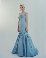 LOURDES - ASYMMETRICAL TWO-TONE TAFFETA FISH-CUT GOWN