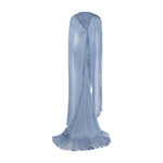 Load image into Gallery viewer, TATIANA - STRAPLESS PLEATED SILK GOWN WITH SLIT, FRINGES, CORSET AND CAPE
