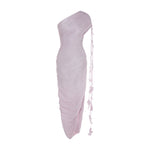 Load image into Gallery viewer, ISEL - ONE-SHOULDER PLEATED SILK GOWN WITH PETALS AND SLIT
