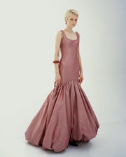 MELISA - TAFFETA FISH-CUT GOWN WITH EMBROIDERED STRAPS