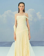MAYELIN - ONE-SHOULDER PLEATED CHIFFON GOWN WITH TWISTED DETAIL