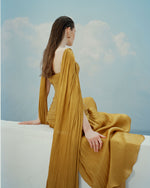 Load image into Gallery viewer, CARIDAD - STRAPLESS PLEATED SILK A-LINE GOWN WITH CAPE
