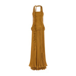 Load image into Gallery viewer, CARIDAD - STRAPLESS PLEATED SILK A-LINE GOWN WITH CAPE

