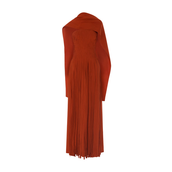 ZULEMA - STRAPLESS LASER-CUT CREPE GOWN WITH CORSET AND CAPE