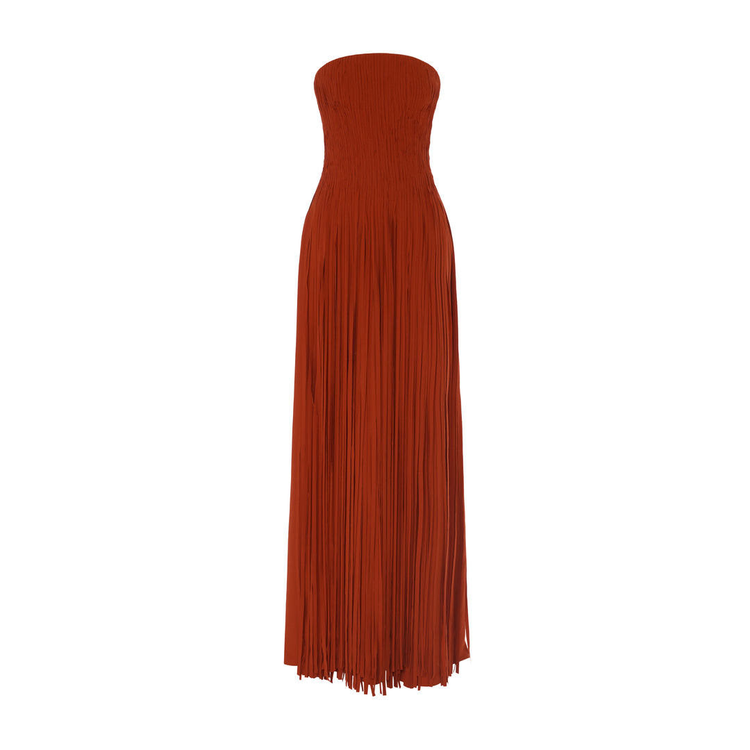 ZULEMA - STRAPLESS LASER-CUT CREPE GOWN WITH CORSET AND CAPE