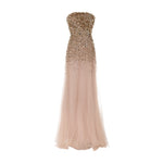 Load image into Gallery viewer, ODALYS - STRAPLESS GOLD EMBROIDERED GOWN WITH TULLE BOTTOM

