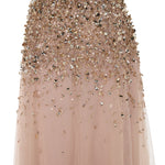 Load image into Gallery viewer, ODALYS - STRAPLESS GOLD EMBROIDERED GOWN WITH TULLE BOTTOM
