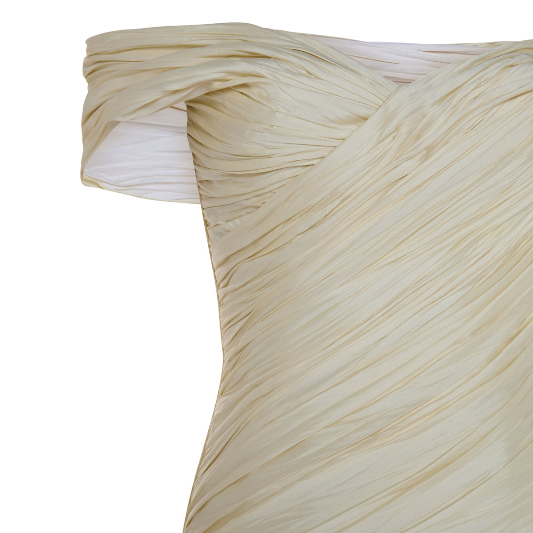 YULIET - OFF-SHOULDER PLEATED TAFFETA FISH-CUT GOWN