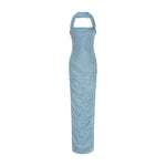 Load image into Gallery viewer, NAYLEN - PLEATED HALTER SILK GOWN WITH CORSET
