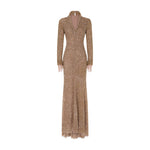 Load image into Gallery viewer, MILAGROS - LONG-SLEEVED EMBROIDERED GOWN WITH STRUCTURED COLLAR
