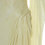 Load image into Gallery viewer, LEANDRA - ASYMMETRICAL PLEATED SILK GOWN WITH FRINGES AND ONE-SHOULDER CAPE
